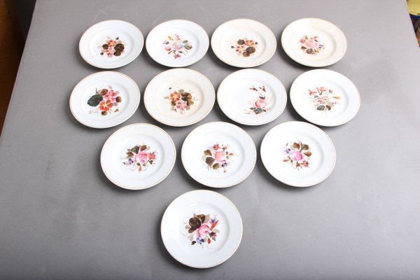 Antique Cake Plates with Floral Motifs, Set of 12-DQ-984278