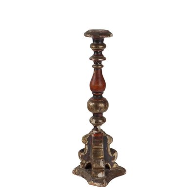 Antique Candlestick in Carved Lacquered Wood-VMM-2023943