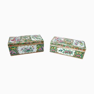 Antique Canton Porcelain Boxes, 1900s, Set of 2-CEJ-626767