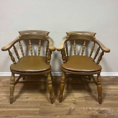 Antique Captains Chairs in Beech, 19th Century, Set of 4-ALF-2033461