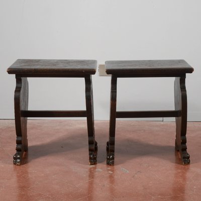 Antique Carved Stools, Set of 2-RAQ-2032805