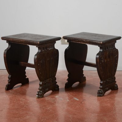 Antique Carved Stools, Set of 2-RAQ-2032805