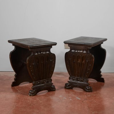 Antique Carved Stools, Set of 2-RAQ-2032805