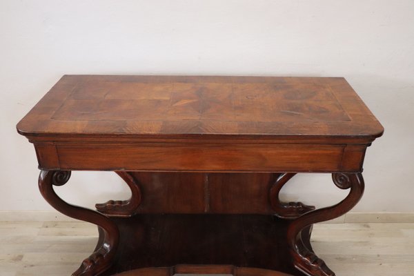 Antique Carved Walnut Console Table, 1820s-DCO-1215774