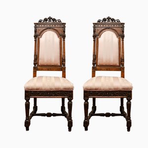 Antique Carved Walnut Dining Chairs from Sellerio Giuseppe, Set of 2-RAQ-557413