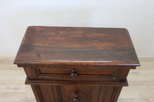 Antique Carved Walnut Nightstand, Tuscany, 1680s-DCO-1360196