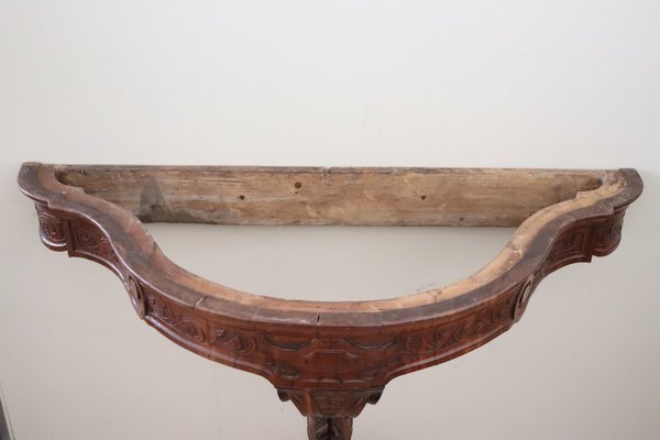 Antique Carved Wood Console Table With Marble Top, 1850s-DCO-1196443