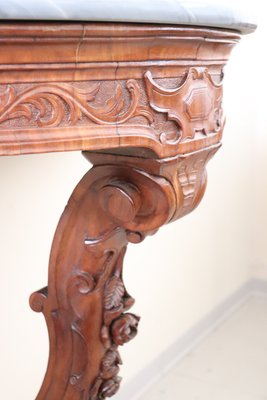 Antique Carved Wood Console Table With Marble Top, 1850s-DCO-1196443