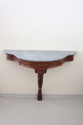 Antique Carved Wood Console Table With Marble Top, 1850s-DCO-1196443