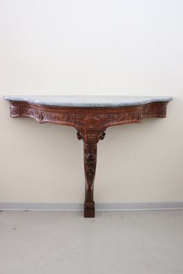 Antique Carved Wood Console Table With Marble Top, 1850s-DCO-1196443