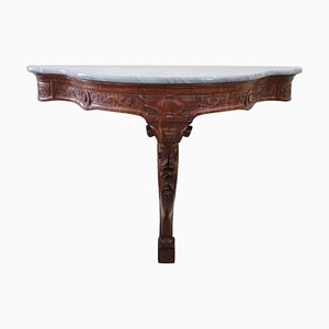 Antique Carved Wood Console Table With Marble Top, 1850s-DCO-1196443