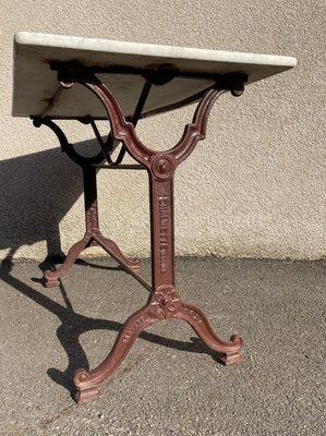 Antique Cast Iron and Marble Bistro Table, 1900s-SDV-898186