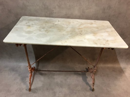 Antique Cast Iron and Marble Bistro Table, 1900s-SDV-556728