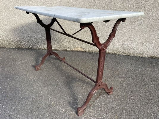 Antique Cast Iron and Marble Bistro Table, 1900s-SDV-898186