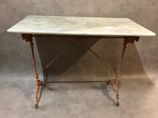 Antique Cast Iron and Marble Bistro Table, 1900s-SDV-556728