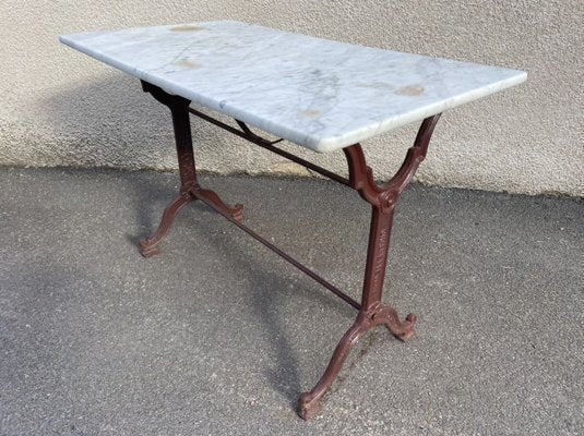 Antique Cast Iron and Marble Bistro Table, 1900s-SDV-898186