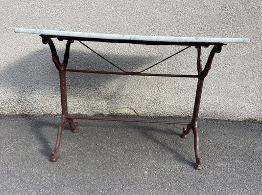 Antique Cast Iron and Marble Bistro Table, 1900s-SDV-898186