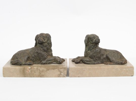 Antique Cast Iron Dog Figures, Set of 2-IXK-1332788