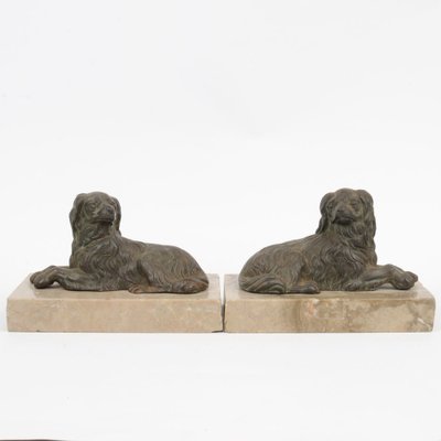 Antique Cast Iron Dog Figures, Set of 2-IXK-1332788