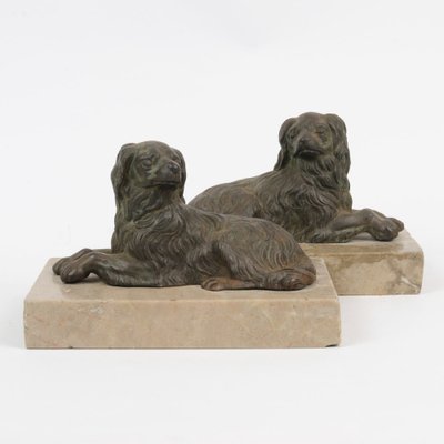 Antique Cast Iron Dog Figures, Set of 2-IXK-1332788