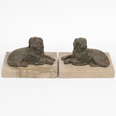 Antique Cast Iron Dog Figures, Set of 2-IXK-1332788