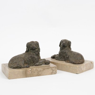 Antique Cast Iron Dog Figures, Set of 2-IXK-1332788