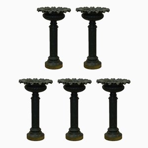 Antique Cast Iron Flower Pillars / Planters, Set of 5-GQ-885495