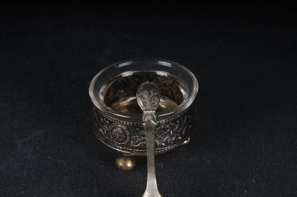 Antique Caviar Bowl in 800 Silver with Spoon, Set of 2-FLW-1823372