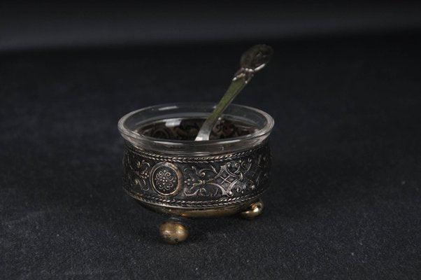 Antique Caviar Bowl in 800 Silver with Spoon, Set of 2-FLW-1823372