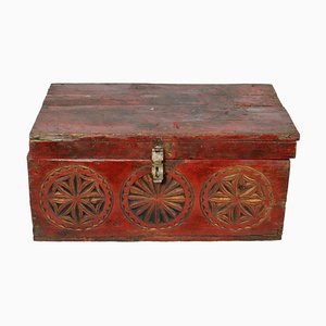 Antique Cedar Wood Treasure Dowry Chest Box, Nuristan, Afghanistan, 1920s-UZN-1404922