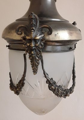 Antique Ceiling Lamp in Metal Frame & Glass, 1910s-HOI-1396438