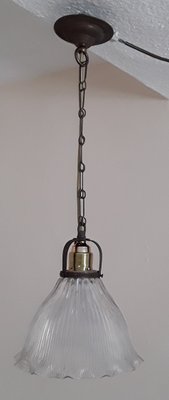 Antique Ceiling Lamp with Clear Glass Shade, 1900s-HOI-1377505