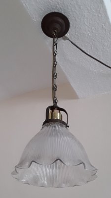 Antique Ceiling Lamp with Clear Glass Shade, 1900s-HOI-1377505