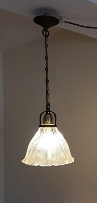 Antique Ceiling Lamp with Clear Glass Shade, 1900s-HOI-1377505