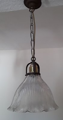 Antique Ceiling Lamp with Clear Glass Shade, 1900s-HOI-1377505