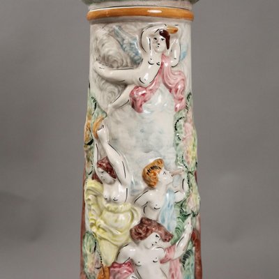 Antique Ceramic Column with Cache Pot from Capodimontes, 20th Century-VMM-2044008