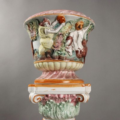 Antique Ceramic Column with Cache Pot from Capodimontes, 20th Century-VMM-2044008