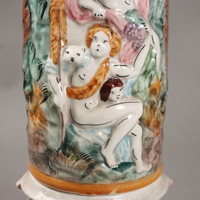 Antique Ceramic Column with Cache Pot from Capodimontes, 20th Century-VMM-2044008