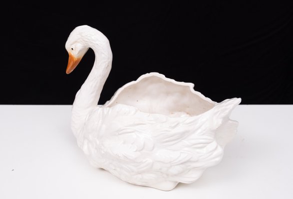 Antique Ceramic Swan Jardiniere from Capodimonte, 1880-GCG-2041805