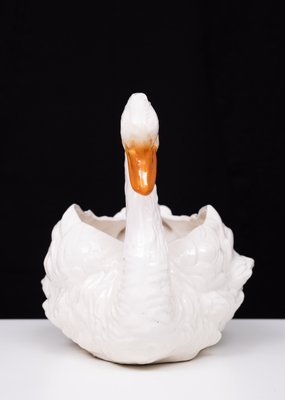 Antique Ceramic Swan Jardiniere from Capodimonte, 1880-GCG-2041805