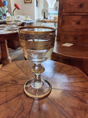 Antique Chalice in Blown Glass with Thread in Gold, 1700s-ZFY-1749616