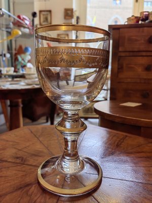 Antique Chalice in Blown Glass with Thread in Gold, 1700s-ZFY-1749616