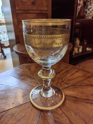 Antique Chalice in Blown Glass with Thread in Gold, 1700s-ZFY-1749616