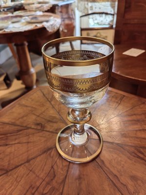 Antique Chalice in Blown Glass with Thread in Gold, 1700s-ZFY-1749616