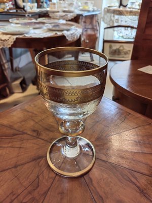 Antique Chalice in Blown Glass with Thread in Gold, 1700s-ZFY-1749616