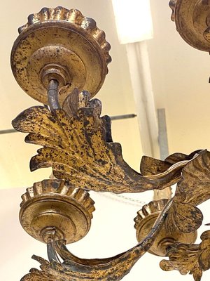 Antique Chandelier in Wood and Gilt Iron, 1700s-NPC-932831