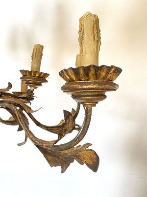 Antique Chandelier in Wood and Gilt Iron, 1700s-NPC-932831