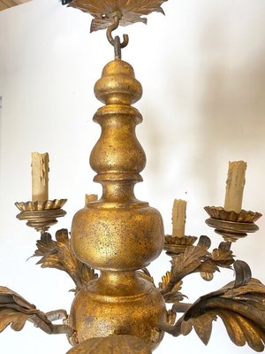 Antique Chandelier in Wood and Gilt Iron, 1700s-NPC-932831