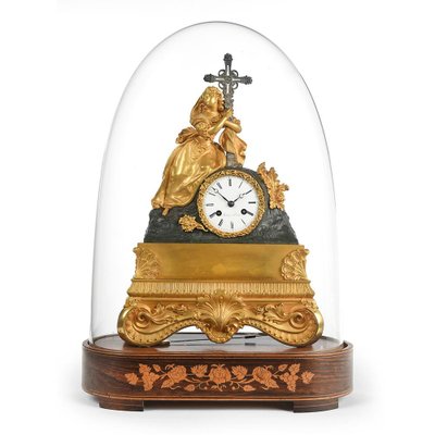 Antique Charles X St. Mary Magdalene Clock Clock under Glass-NQ-624858