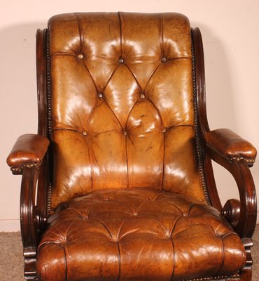 Antique Chesterfield Lounge Chair-HPU-2033698